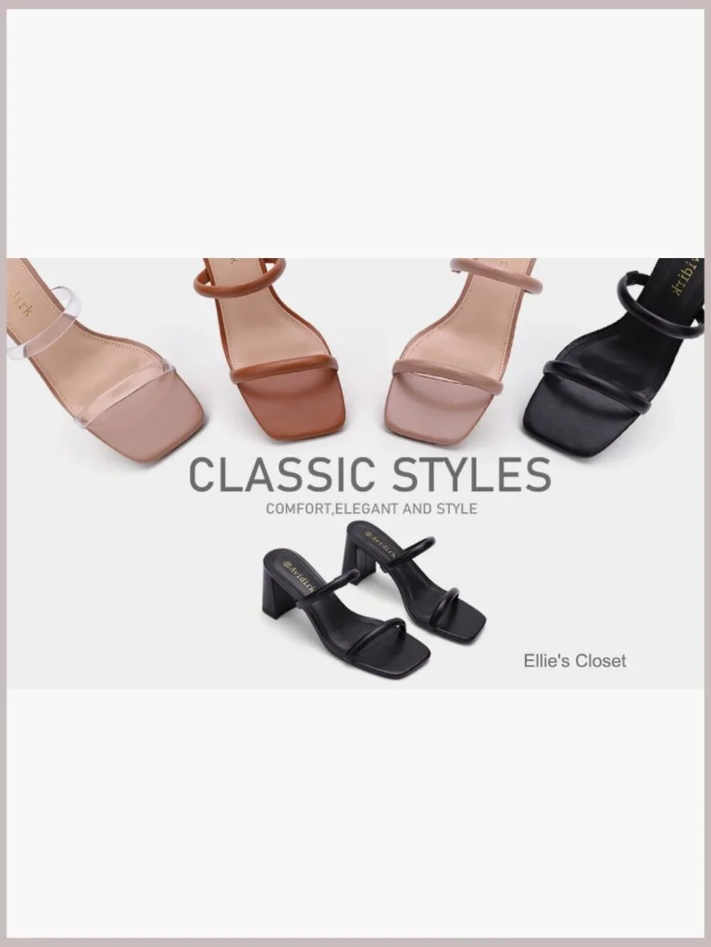 Square Open Toe Heeled Sandals Two Strap Mules Slip On Block Chunky Mid Heels